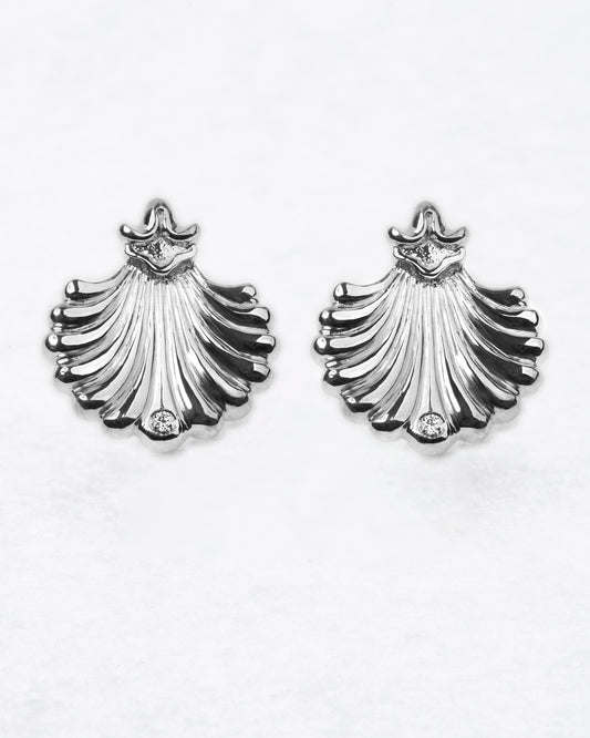 Saint Jacques Earrings 14K White Gold with two diamonds