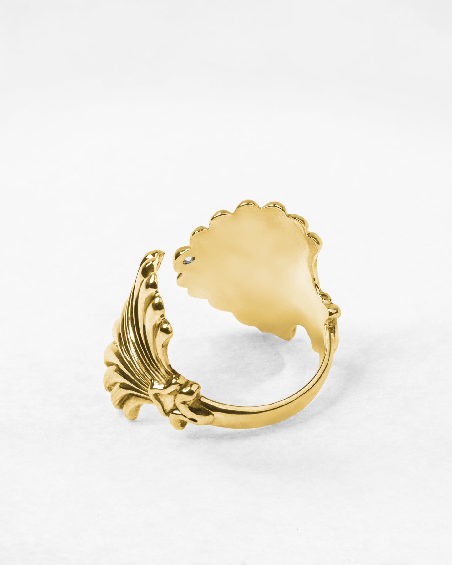 Saint Jacques Ring With Two Diamonds 14K Yellow Gold