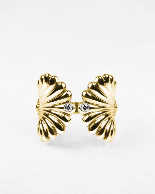 Saint Jacques Ring With Two Diamonds 14K Yellow Gold