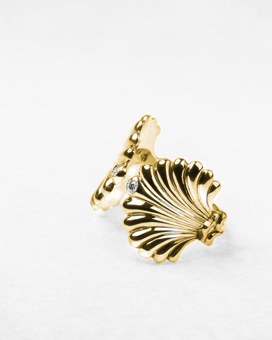 Saint Jacques Ring With Two Diamonds 14K Yellow Gold