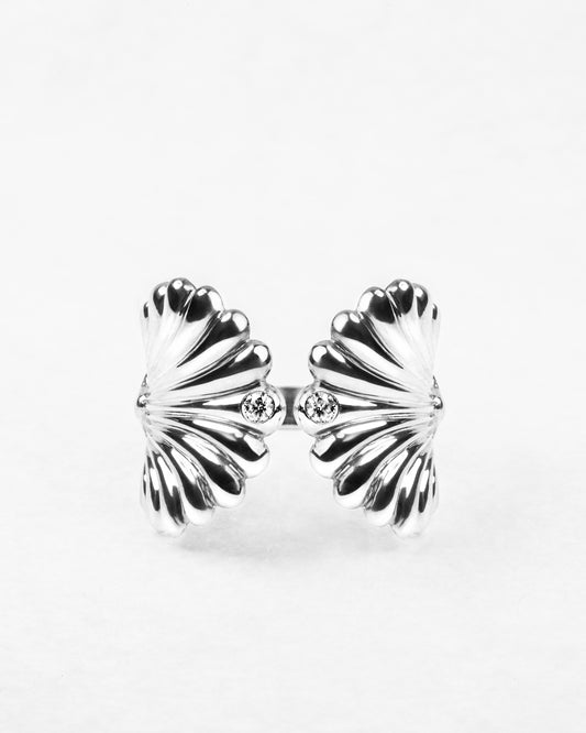 Saint Jacques Ring With Two Diamonds 14K White Gold