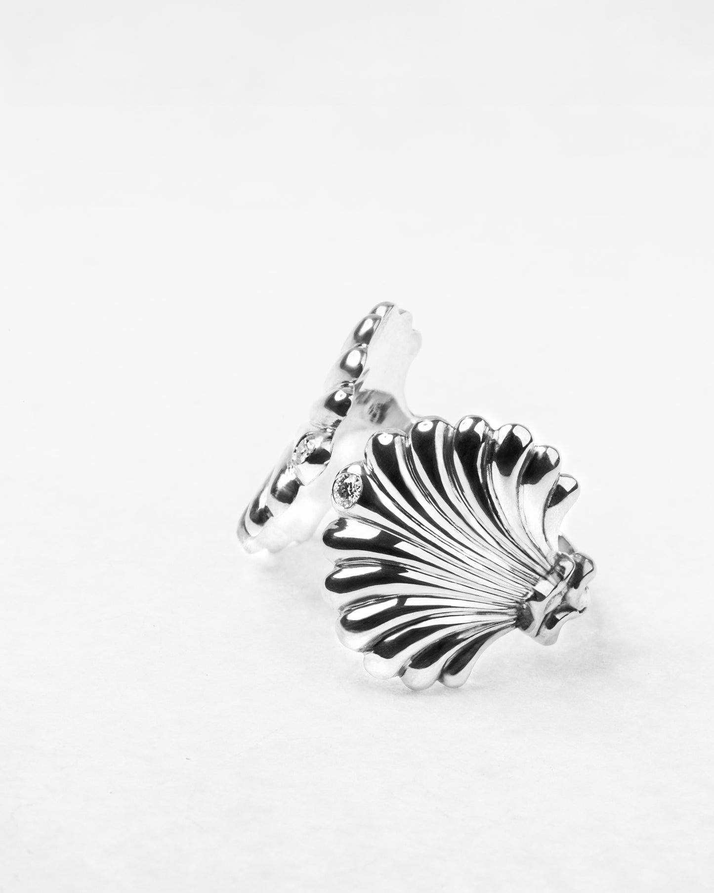 Saint Jacques Ring With Two Diamonds — Sterling Silver