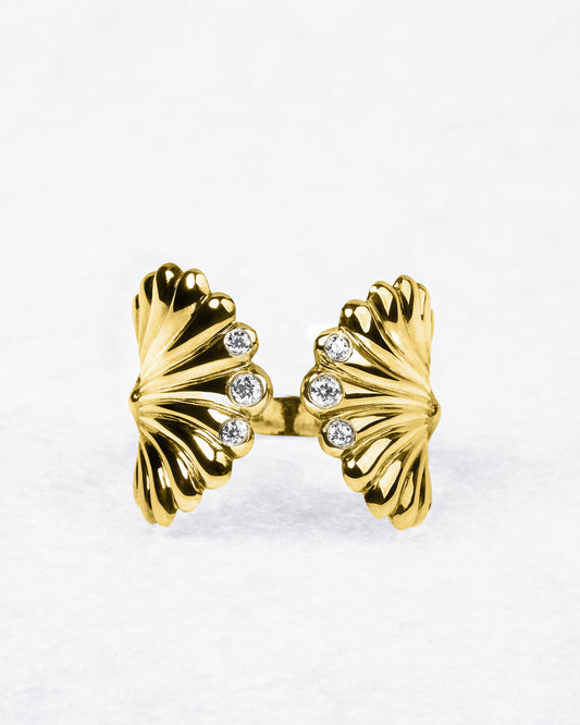 Pierścionek Saint Jacques z sześcioma diamentami 14K białe złoto