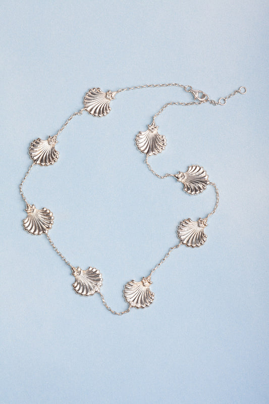 Saint Jacques Necklace with six diamonds 14K White Gold