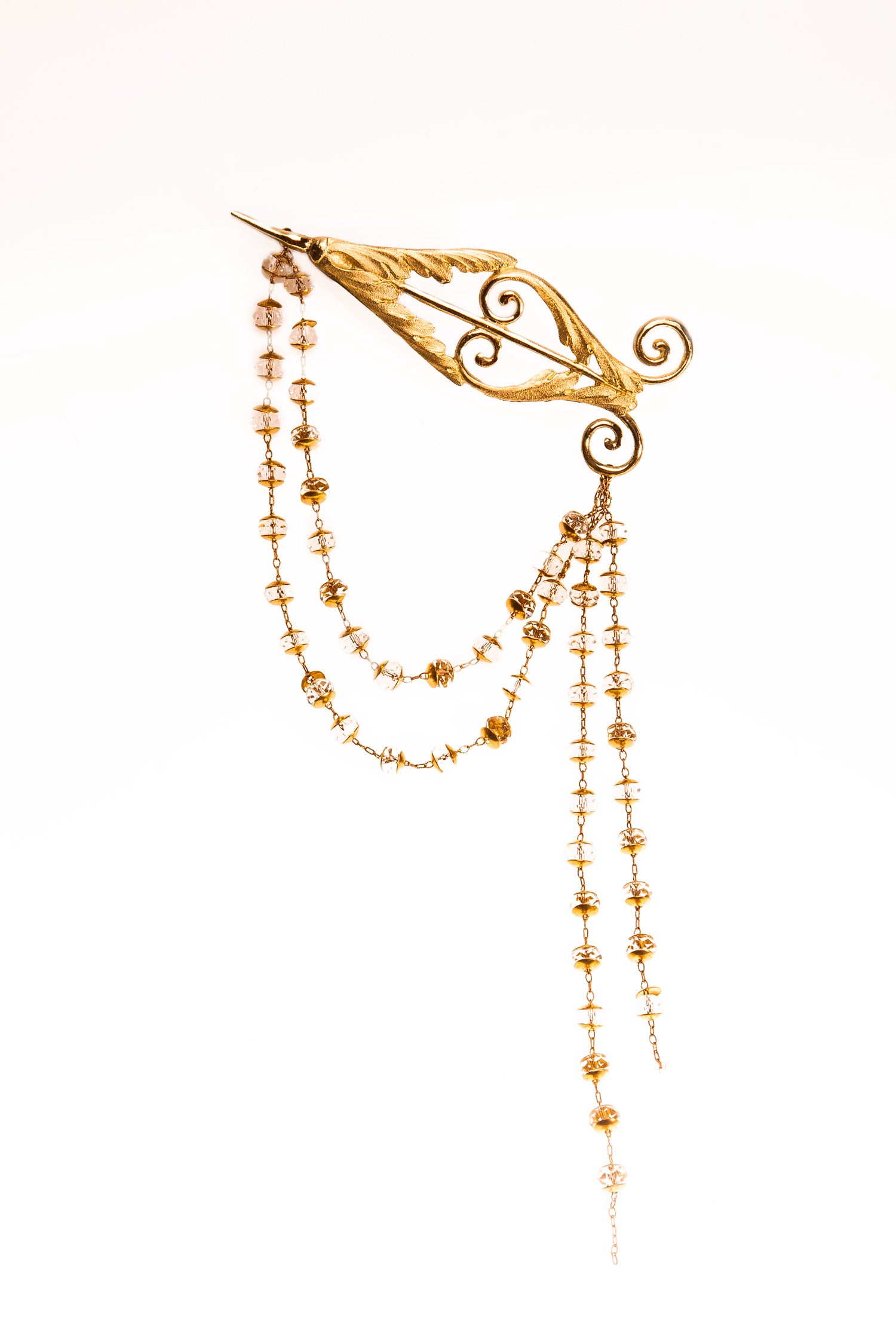Classicism Pilastre Brooch with crystal chain - Ella zubrowska Jewellery