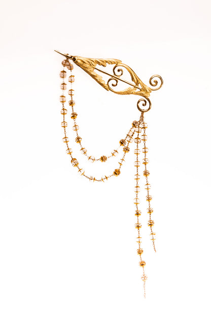 Classicism Pilastre Brooch with crystal chain - Ella zubrowska Jewellery